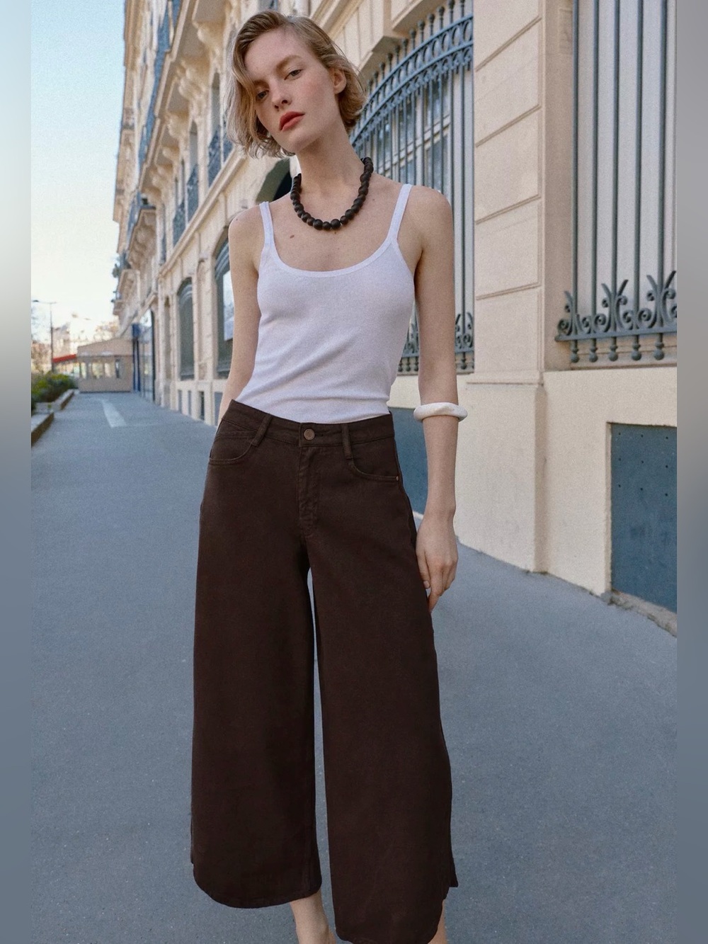 Zara High Rise Wide-Leg Jeans — Dark Brown